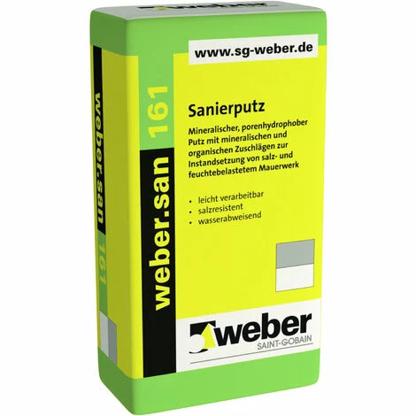 Weber.san 161 Sanierputz <1mm, Naturweiß 30kg 3 Weber.san 161 Sanierputz <1mm, Naturweiß 30kg